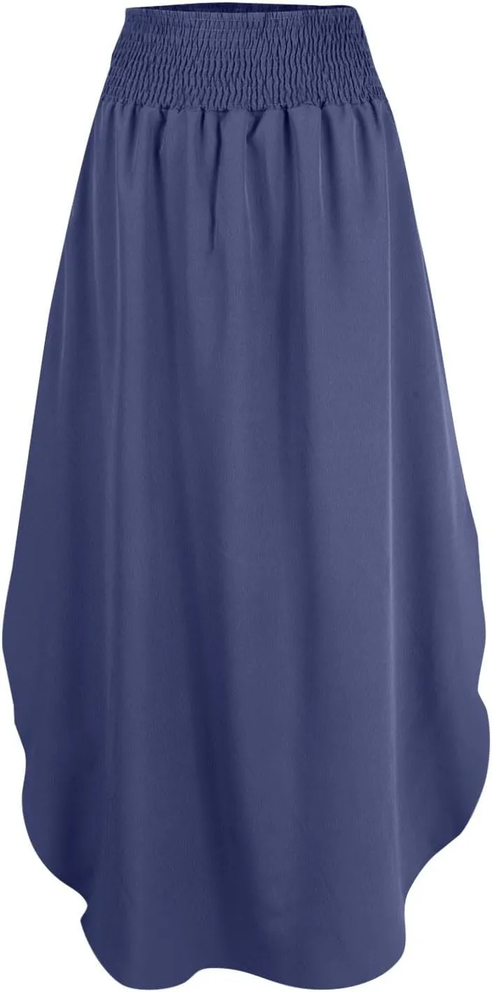 Plus Size Skirt Flowy High Waisted Maxi Skirts Asymmetrical Tummy Control with Slit for Women Casual Trendy Summer