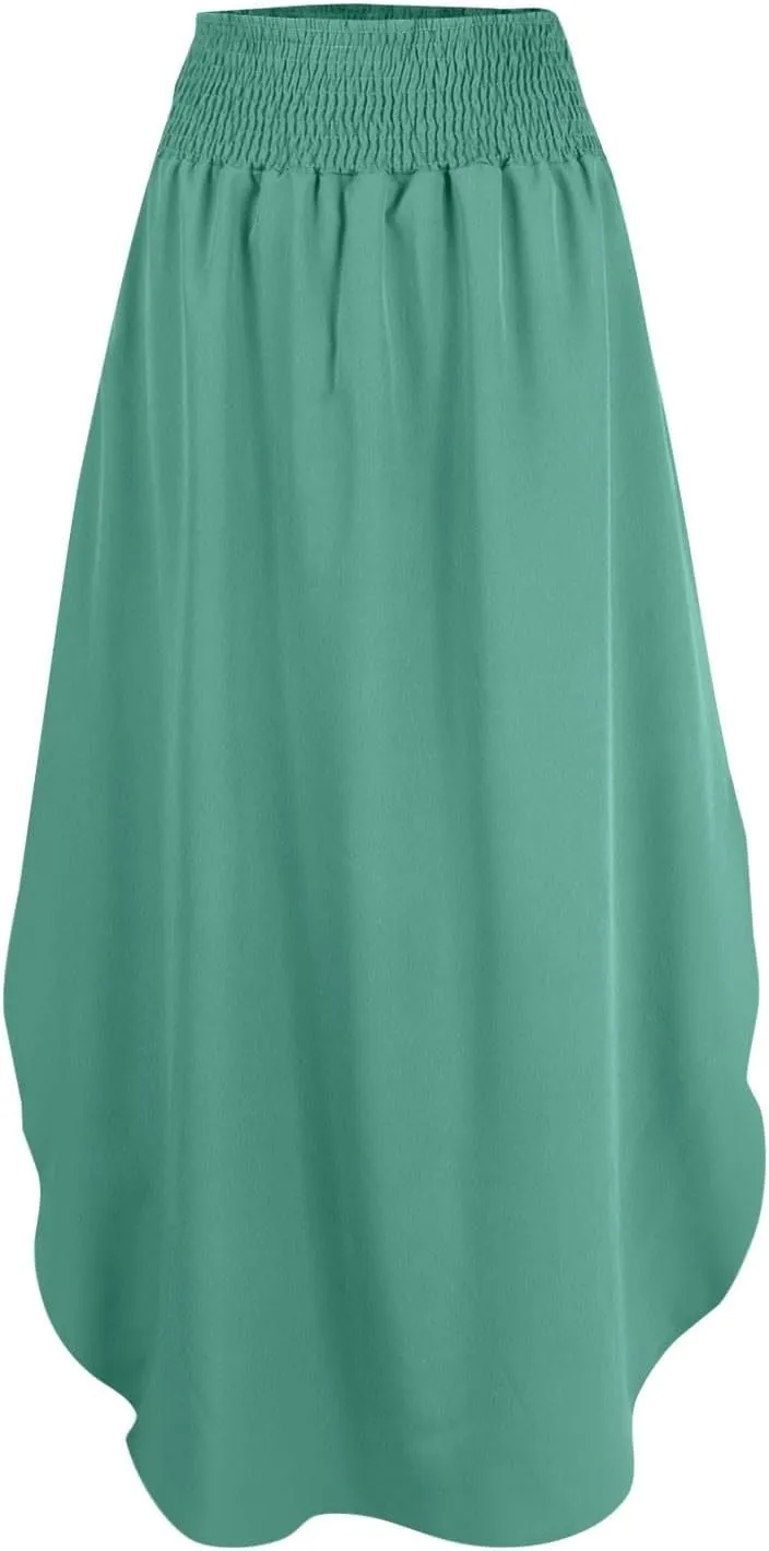 Plus Size Skirt Flowy High Waisted Maxi Skirts Asymmetrical Tummy Control with Slit for Women Casual Trendy Summer