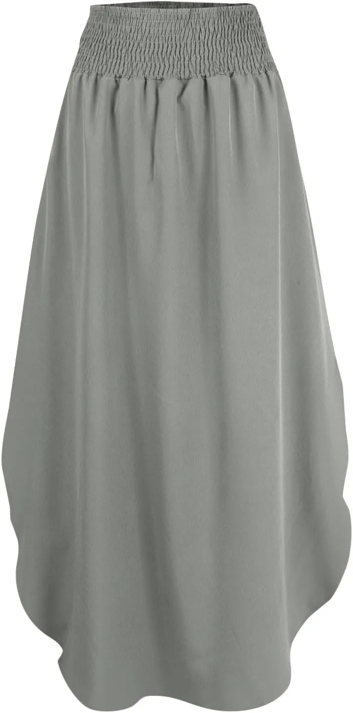 Plus Size Skirt Flowy High Waisted Maxi Skirts Asymmetrical Tummy Control with Slit for Women Casual Trendy Summer
