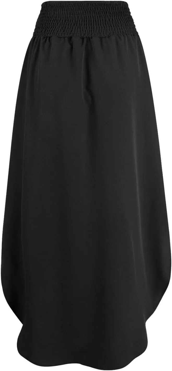 Plus Size Skirt Flowy High Waisted Maxi Skirts Asymmetrical Tummy Control with Slit for Women Casual Trendy Summer