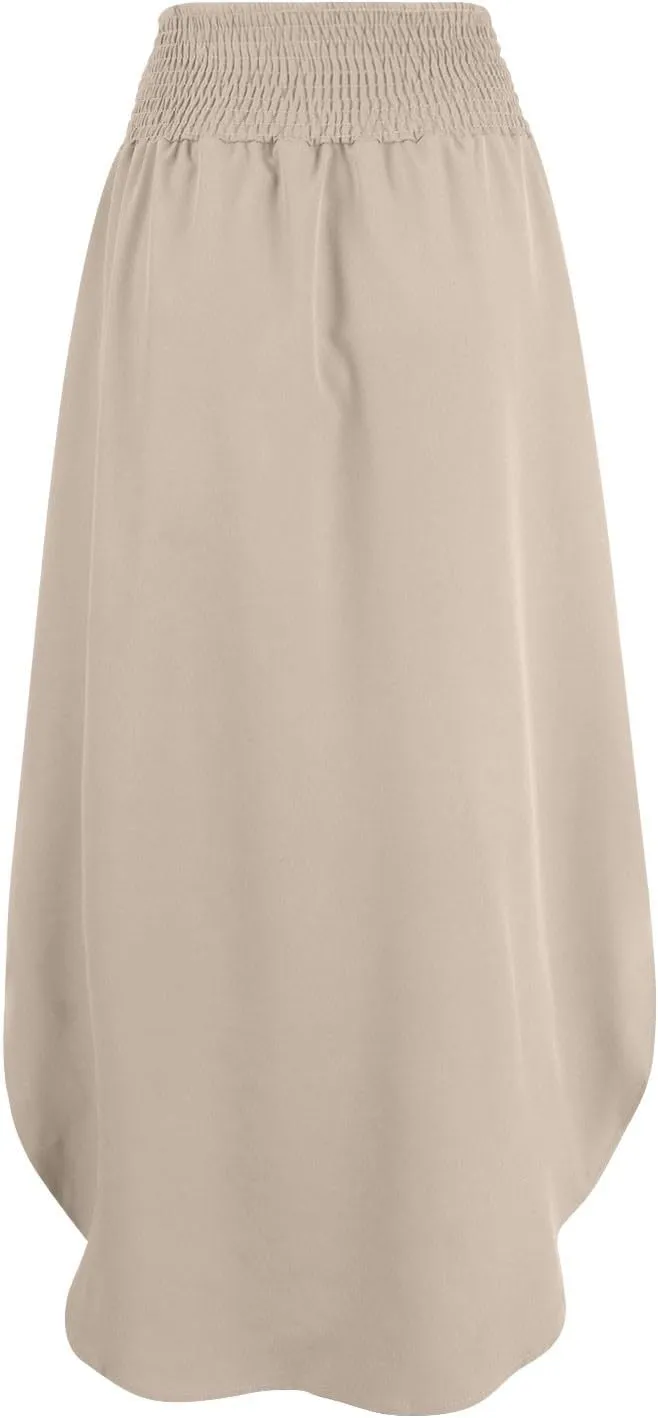 Plus Size Skirt Flowy High Waisted Maxi Skirts Asymmetrical Tummy Control with Slit for Women Casual Trendy Summer