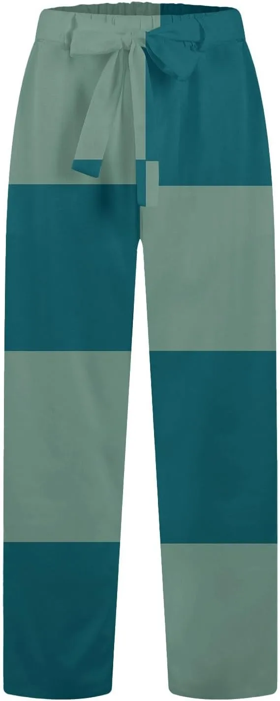 Print Cargo Pants for Women Cotton Linen Japanese Baggy Trouser Casual Boho Oil Painting Pants Wide Leg