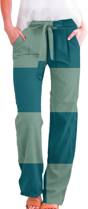 Print Cargo Pants for Women Cotton Linen Japanese Baggy Trouser Casual Boho Oil Painting Pants Wide Leg