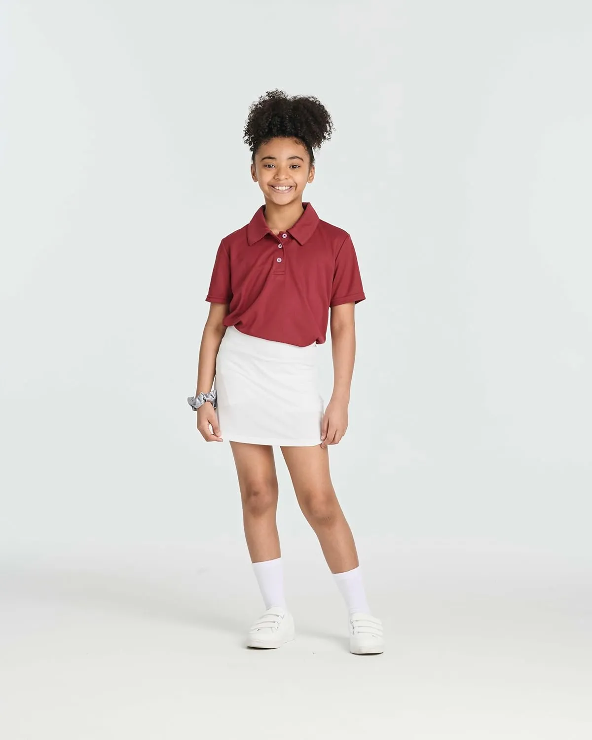 Real Essentials 3 Pack: Girls' Short Sleeve Performance Polo School Uniform(Ages 4-18)