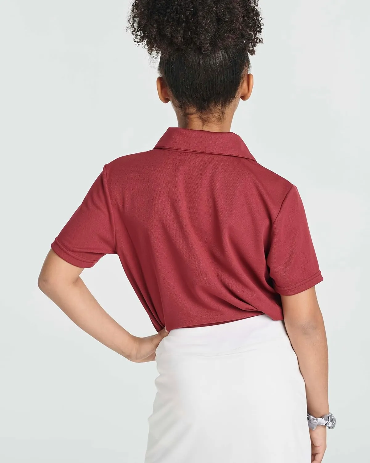Real Essentials 3 Pack: Girls' Short Sleeve Performance Polo School Uniform(Ages 4-18)