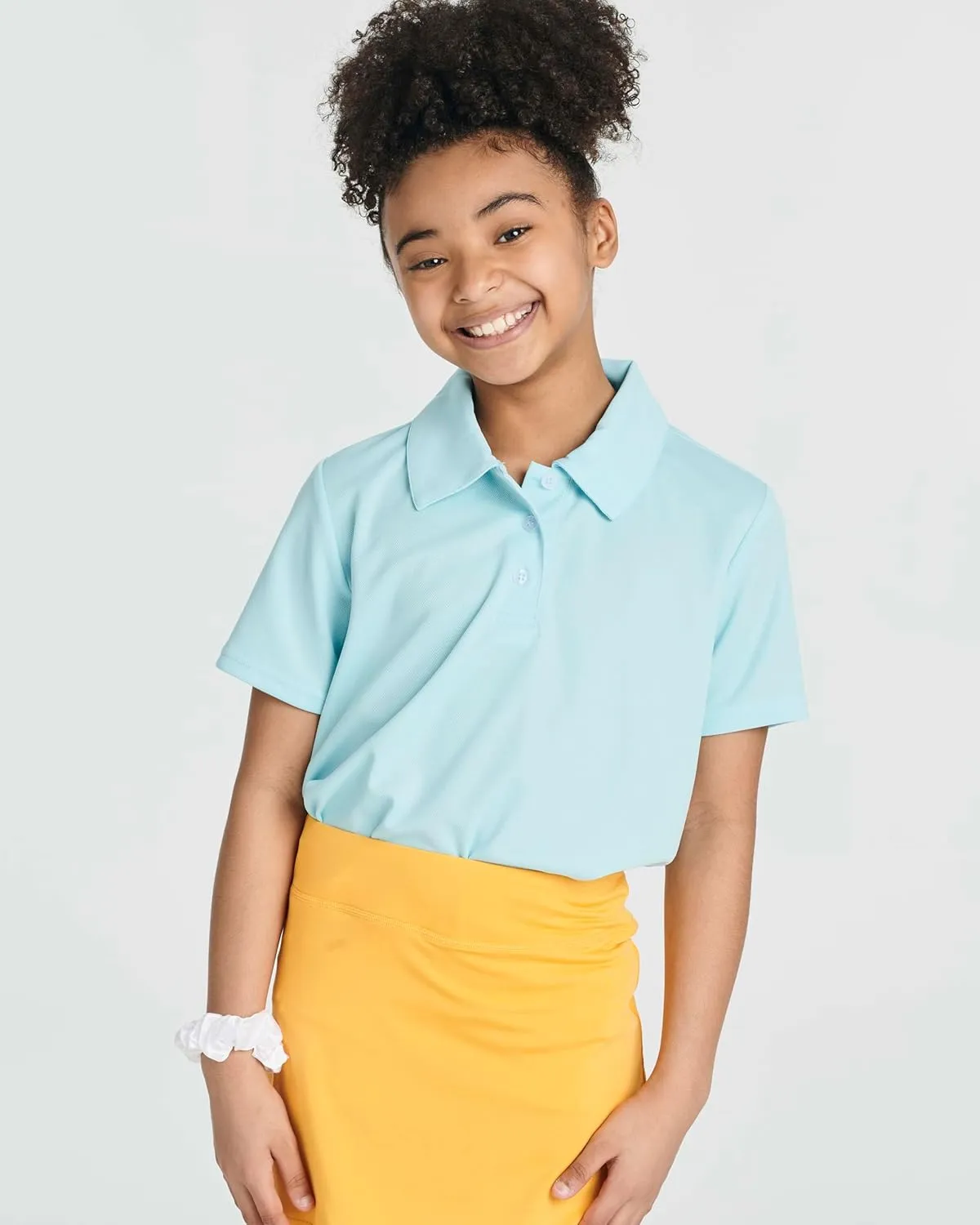 Real Essentials 3 Pack: Girls' Short Sleeve Performance Polo School Uniform(Ages 4-18)
