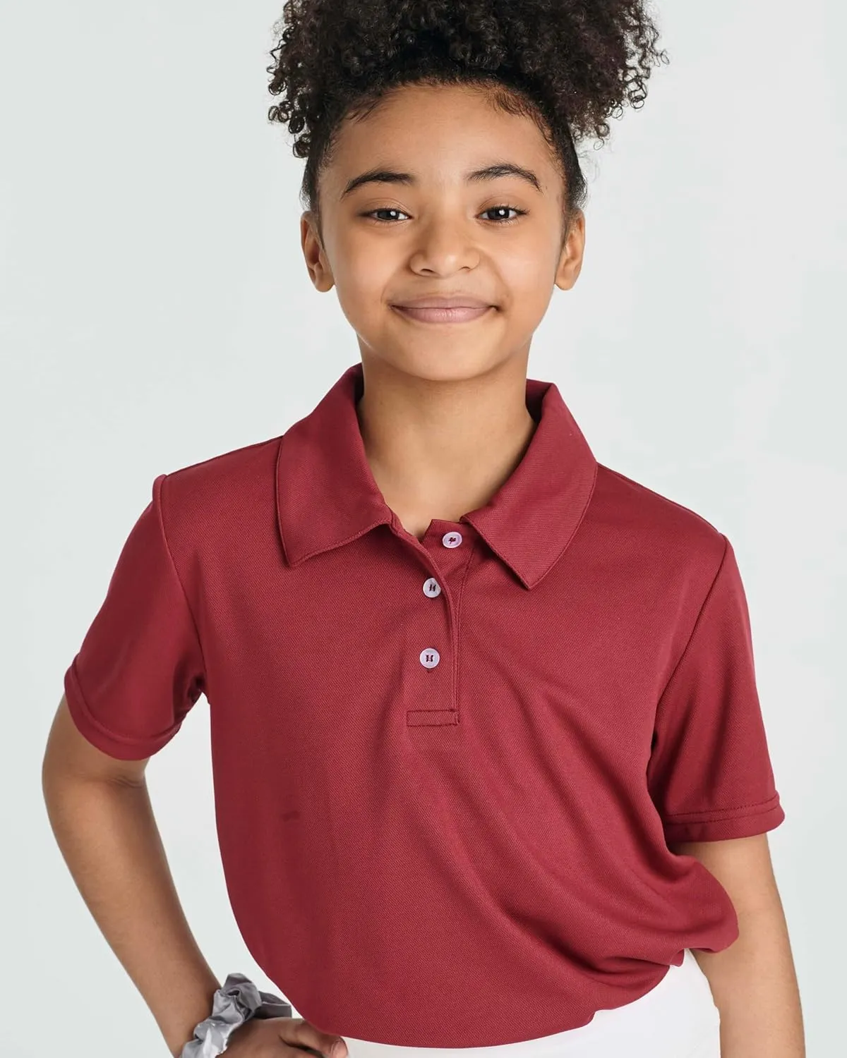 Real Essentials 3 Pack: Girls' Short Sleeve Performance Polo School Uniform(Ages 4-18)