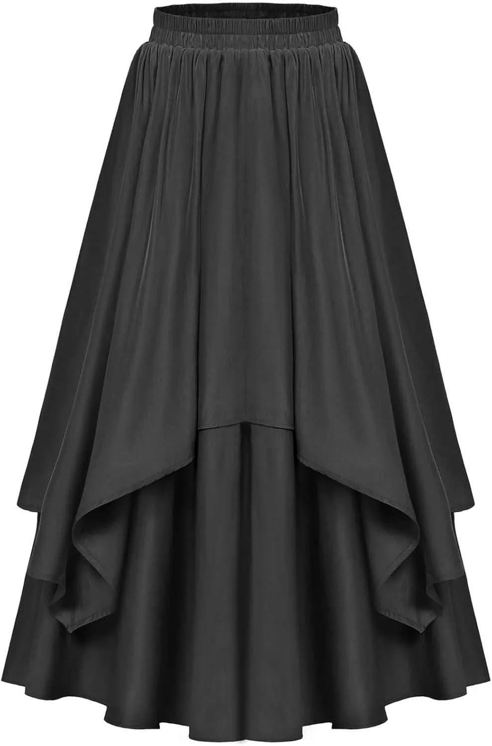Renaissance Maxi Skirts for Women Elastic High Waist Double Layered A-Line Skirts Vintage Pleated Skirt with Pockets
