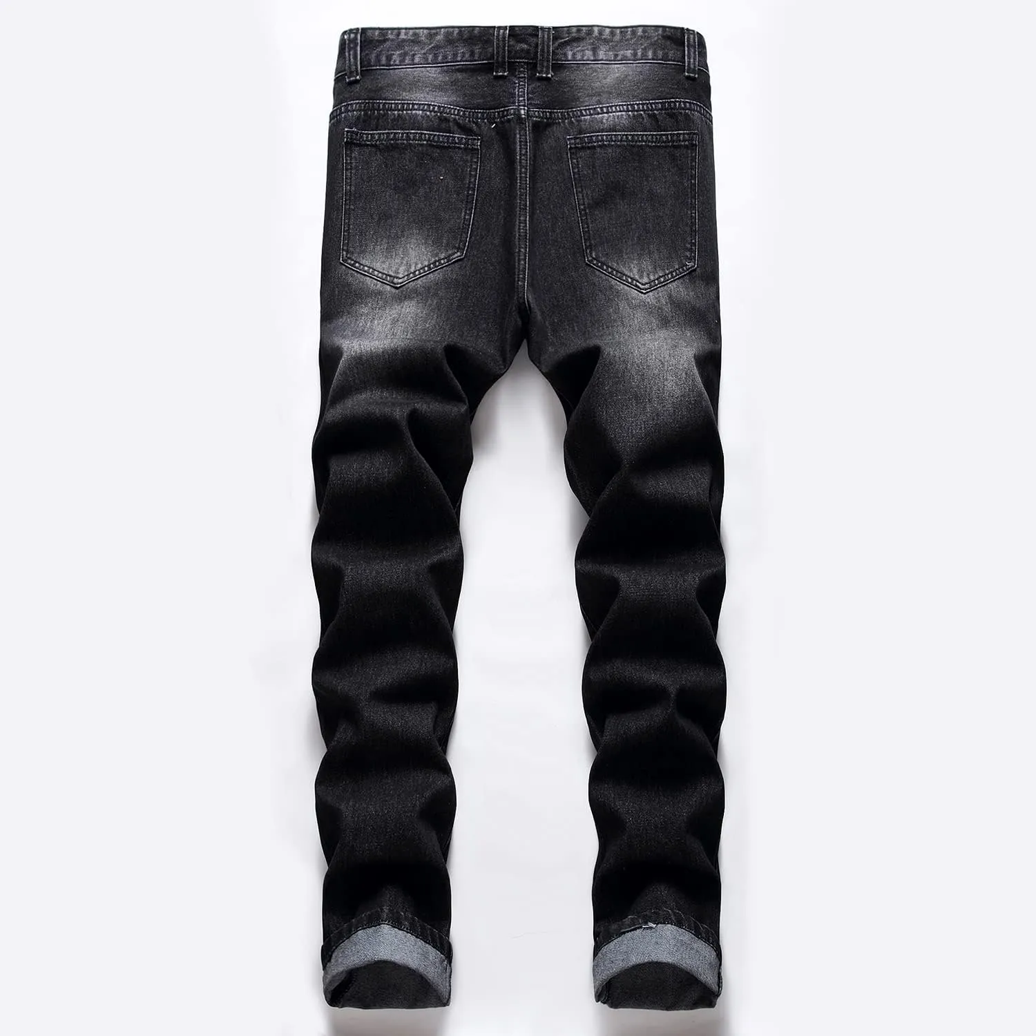 Ripped Jeans for Men Slim Denim Regular Fit Tapered Leg Distressed Destroyed Pants Mens Jeans with Hole
