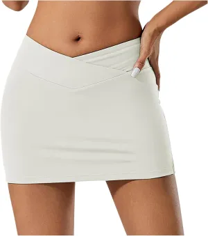 Seamless Yoga Mini Skirt for Women Stretch High Waist Tummy Control Bodycon Skirts Slim Fit Workout Athletic Skirt