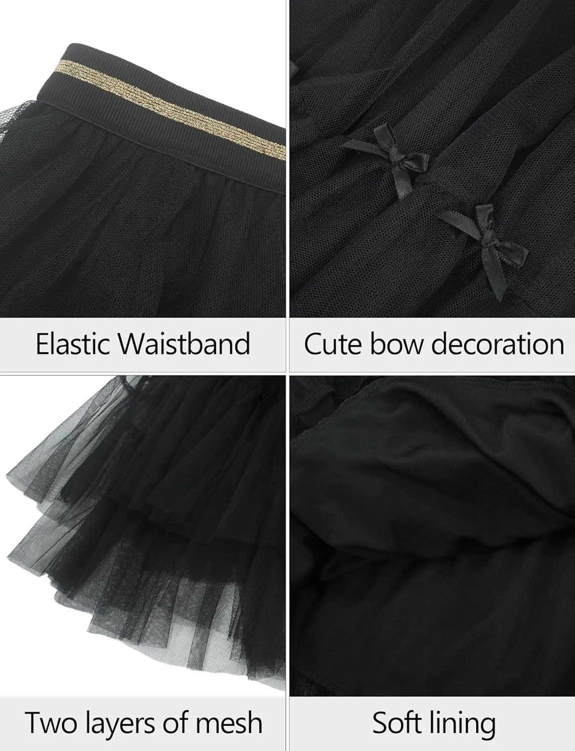 SEAUR Girls' Tulle A-line Mesh Long Tutu Skirts Casual Elastic High Waist Layered Skirt Party Princess Skirt