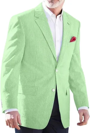 Seersucker Men's Blazer Lightweight Sport Coat and Blazers Solid Casual Two Botton Suit Jackets for Men