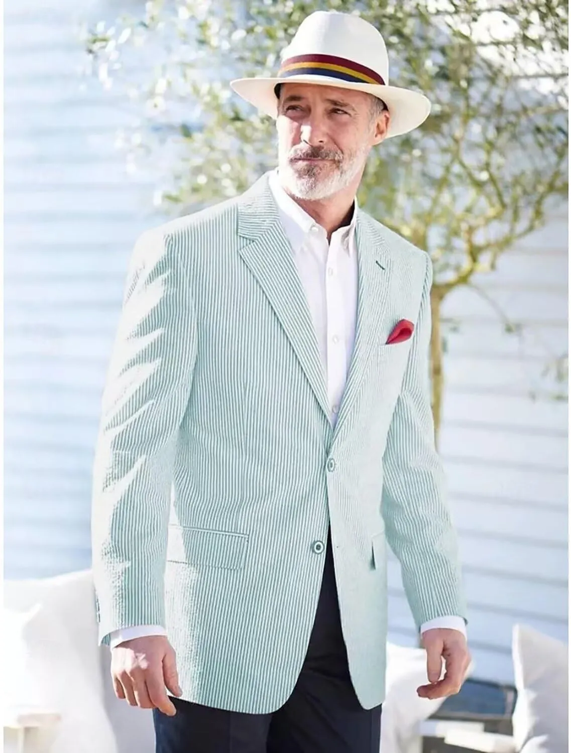 Seersucker Men's Blazer Lightweight Sport Coat and Blazers Solid Casual Two Botton Suit Jackets for Men