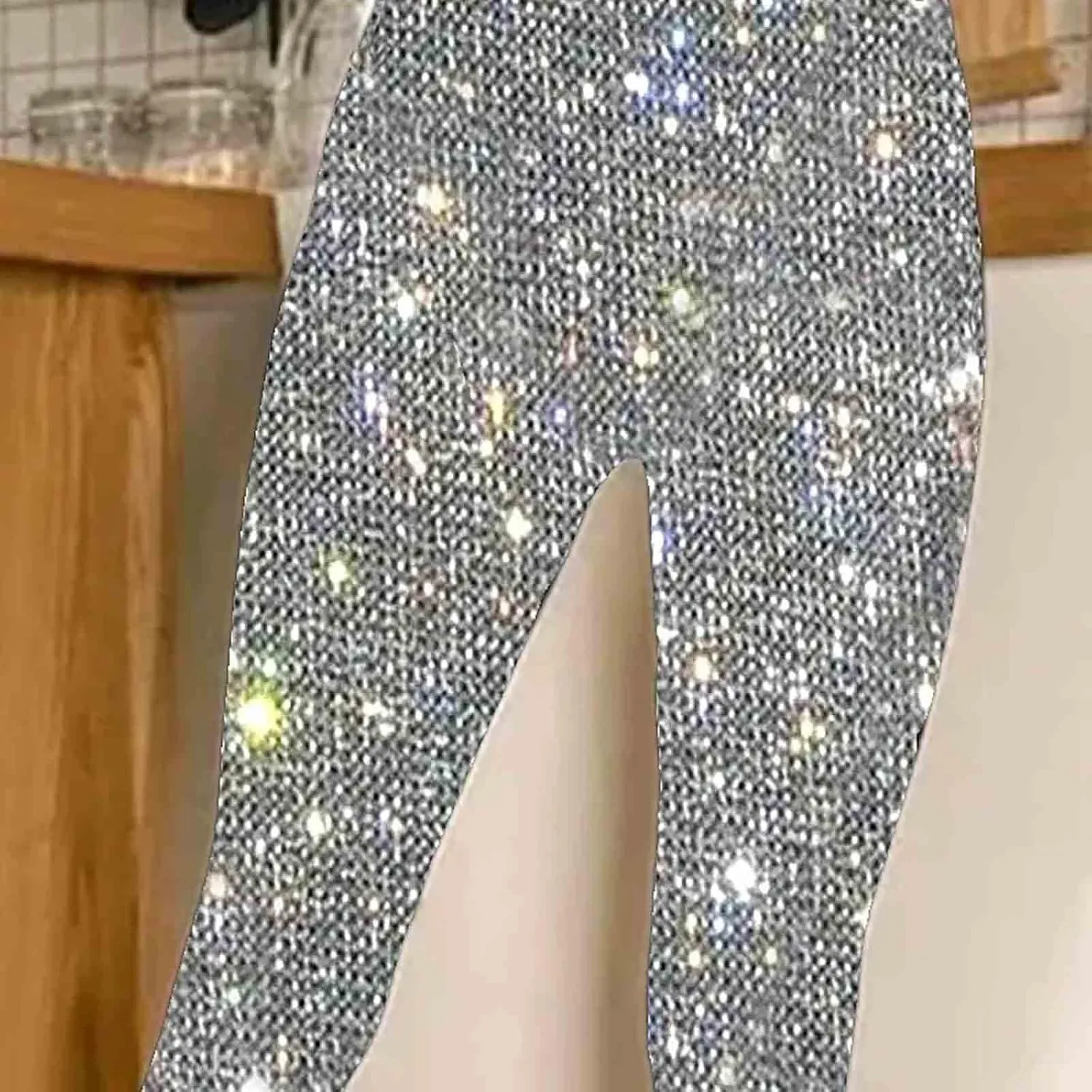 Sequin Print Pants Women Fashion Y2K Yoga Workout Leggings Stretch High Waisted Elastic Streetwear Cozy Lounge Slacks