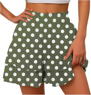Shorts for Women Summer Polka Dot High Wasited Yoga Skirts Casual Lightweight Workout Tennis Flowy Beach Short Pants