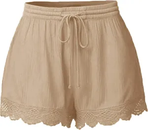 Shorts for Women Trendy High Elastic Waisted Drawstring Beach Shorts 2025 Summer Flowy Wide Leg Short