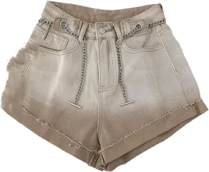 Shorts Student Denim Shorts Fashion Women Gradient Color Jeans Hot Pants Rhinestone Jeans