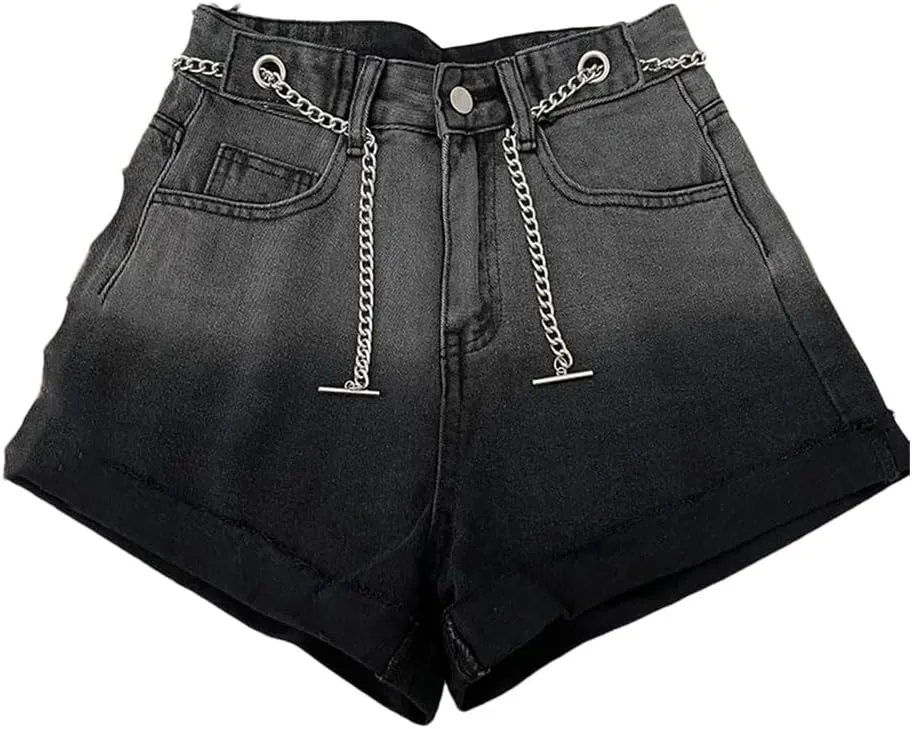 Shorts Student Denim Shorts Fashion Women Gradient Color Jeans Hot Pants Rhinestone Jeans
