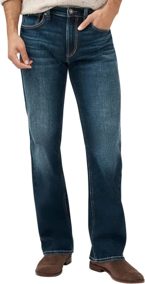 Silver Jeans Co. Men's Zac Relaxed Fit Straight Leg Jeans, Dark Wash Indigo, 42W x 34L