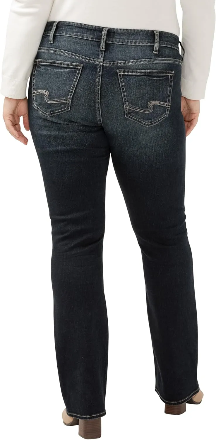Silver Jeans Co. Women's Plus Size Elyse Mid Rise Comfort Fit Slim Bootcut Jeans