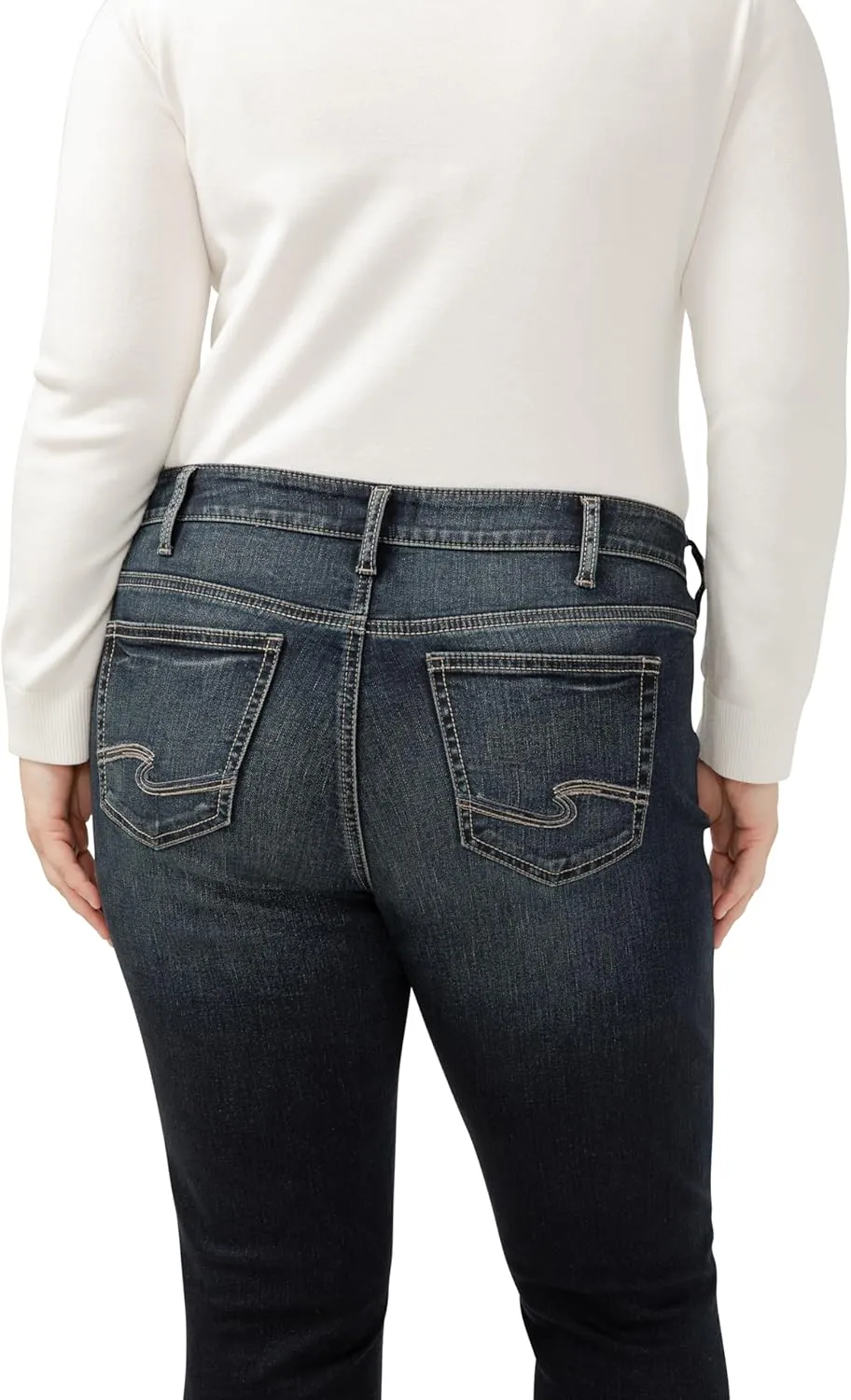 Silver Jeans Co. Women's Plus Size Elyse Mid Rise Comfort Fit Slim Bootcut Jeans