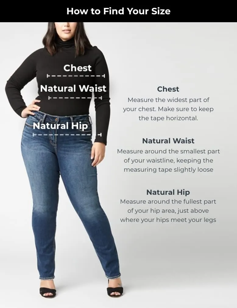 Silver Jeans Co. Women's Plus Size Elyse Mid Rise Comfort Fit Slim Bootcut Jeans