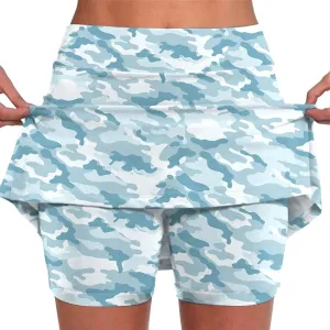 Skorts for Woman Athleisure Skirt with Pockets Camouflage Printed Mid Rise Skirts Tennis Tummy Control High Waisted