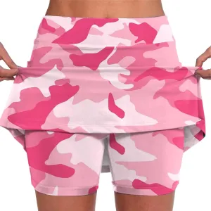 Skorts for Woman Athleisure Skirt with Pockets Camouflage Printed Mid Rise Skirts Tennis Tummy Control High Waisted