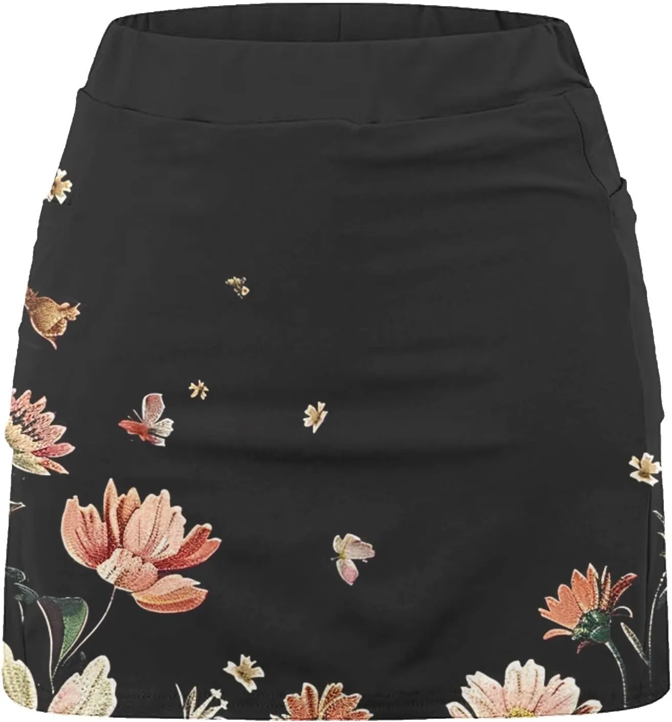 Skorts for Woman Floral Printed Workout Skorts Athletic Sports Pants Tummy Control Running Skirt Skinny Gym Short