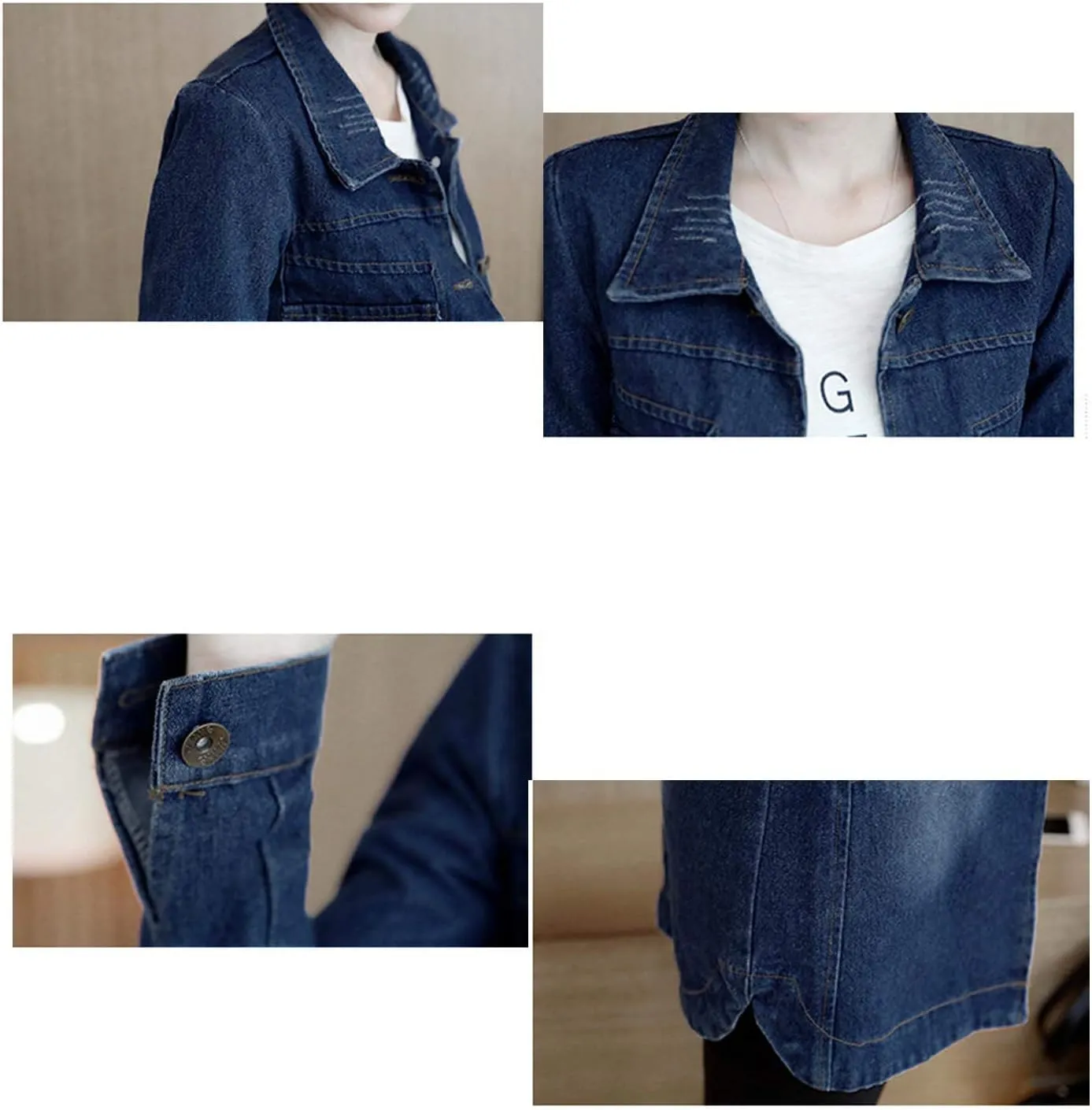 SOMTHRON Women's Distressed Denim Jeans Outfits Coat Spring Fall Retro Jeans Long Outerwear Denim Jacket