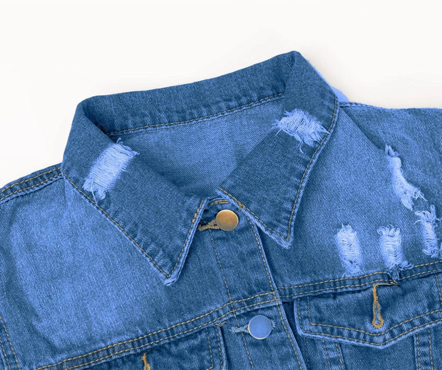 SOMTHRON Women's Distressed Denim Jeans Outfits Coat Spring Fall Ripped Jeans Outerwear Denim Jacket