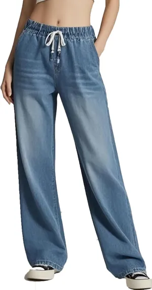 SperLucky Jeans for Women High Waisted Straight Leg Stretchy Jeans Loose Wide Leg Denim Pants