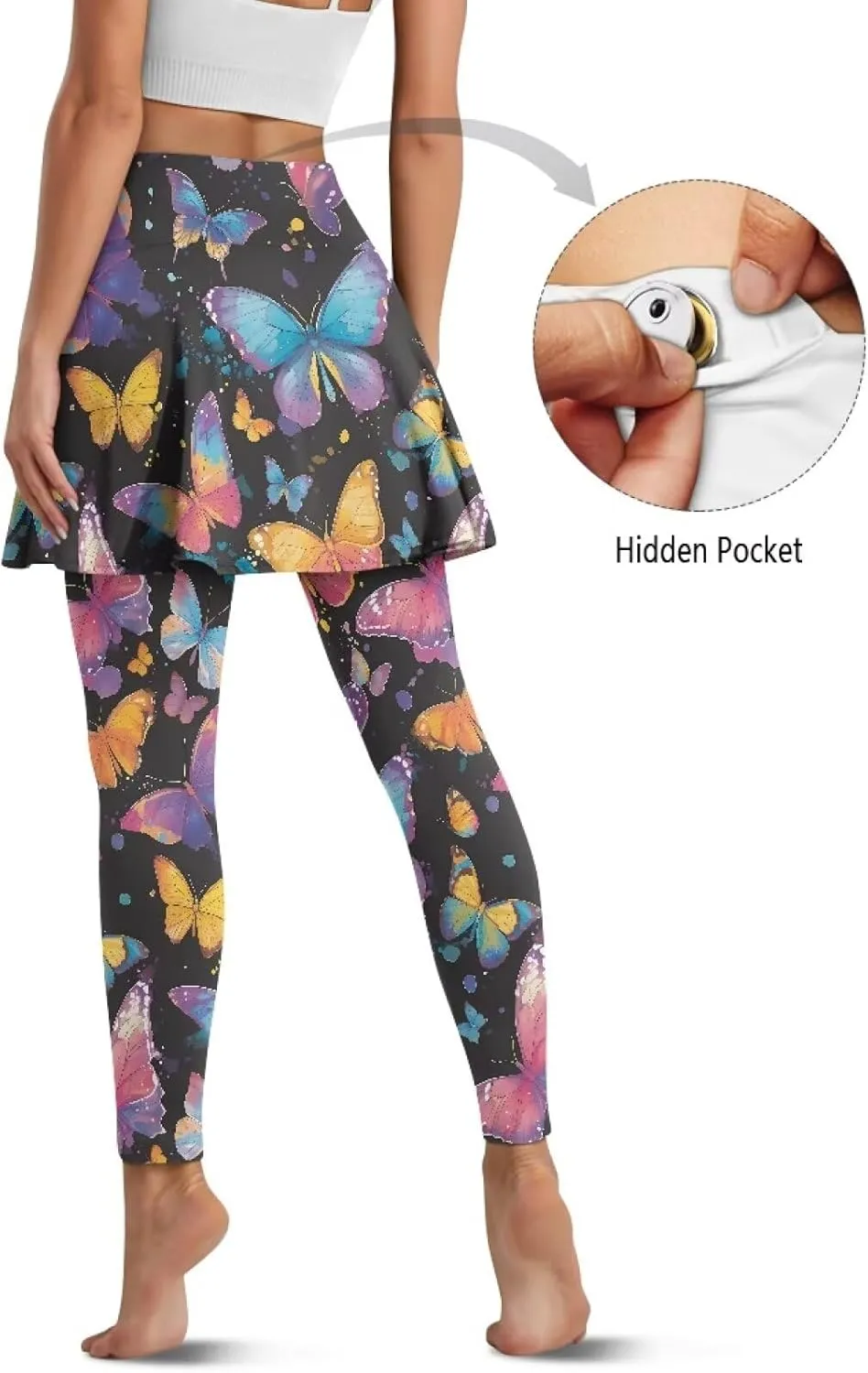 Sunflower Summer Gym Workout Outfits Leggings, Skull Yoga Running Casual Golf Tennis Legging High Waisted Skirts