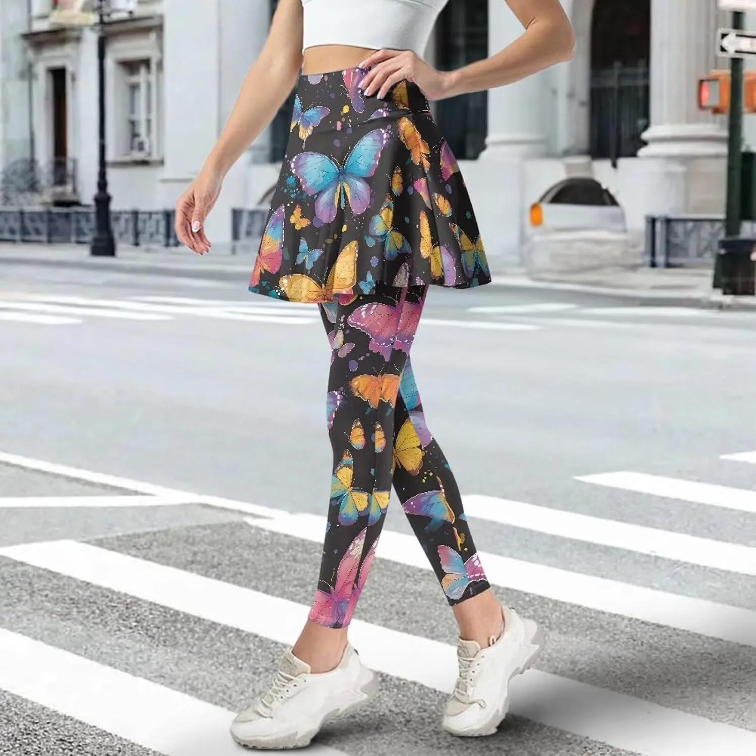 Sunflower Summer Gym Workout Outfits Leggings, Skull Yoga Running Casual Golf Tennis Legging High Waisted Skirts