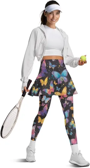 Sunflower Summer Gym Workout Outfits Leggings, Skull Yoga Running Casual Golf Tennis Legging High Waisted Skirts