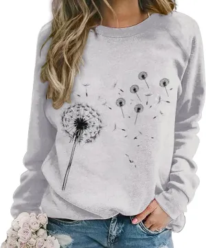 Sweatshirt for Women Long Sleeve Crewneck Boho Fall Tops 2024 Graphic Tshirts Floral Casual Trendy Pullover Tunic Tops