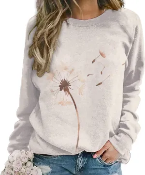 Sweatshirt for Women Long Sleeve Crewneck Boho Fall Tops 2024 Graphic Tshirts Floral Casual Trendy Pullover Tunic Tops