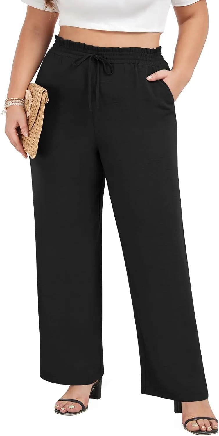 syoss Women's Pants High Waist Adjustable Knot Lounge Pants with Pockets