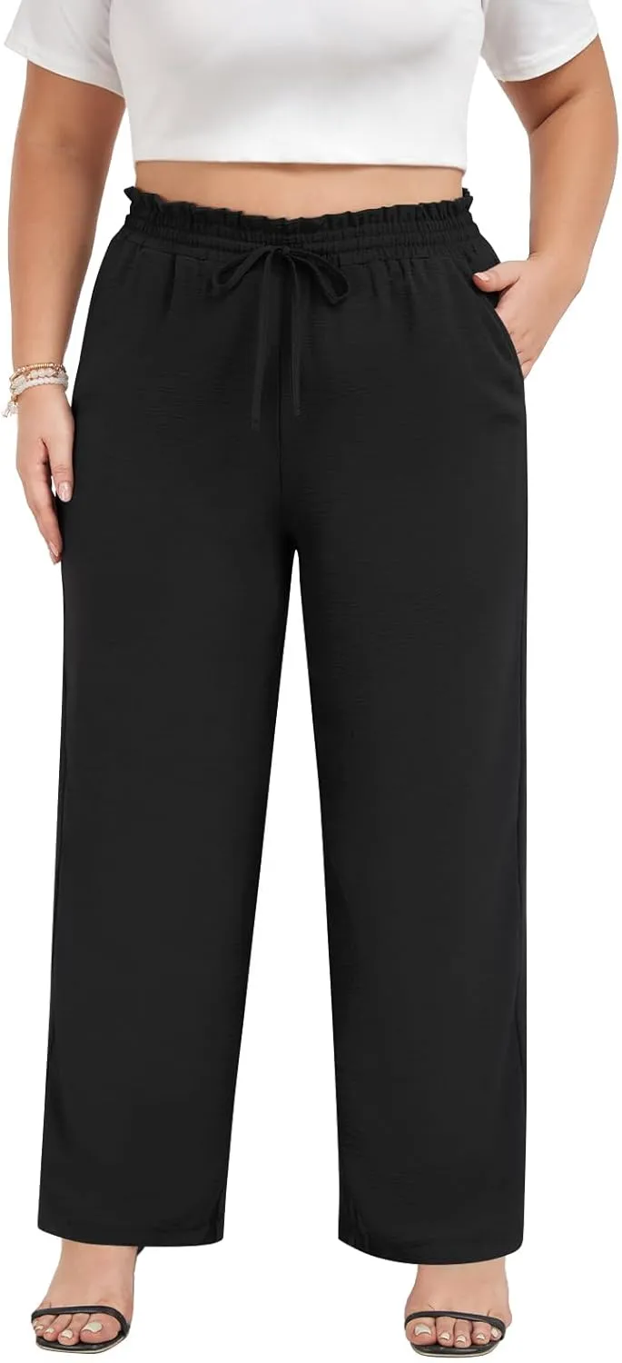 syoss Women's Pants High Waist Adjustable Knot Lounge Pants with Pockets