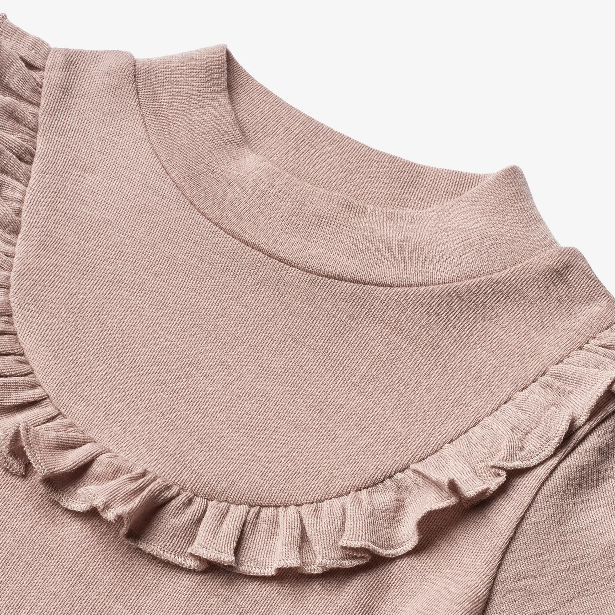 T-shirt Wool Ruffle LS - dark powder