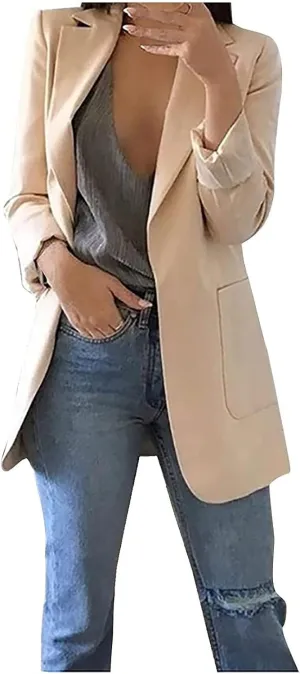 TANGNADE Womens Blazers for Work Casual Spring 2025 Plus Size Office Jacket with Pockets Trendy Fitted Business Clothes