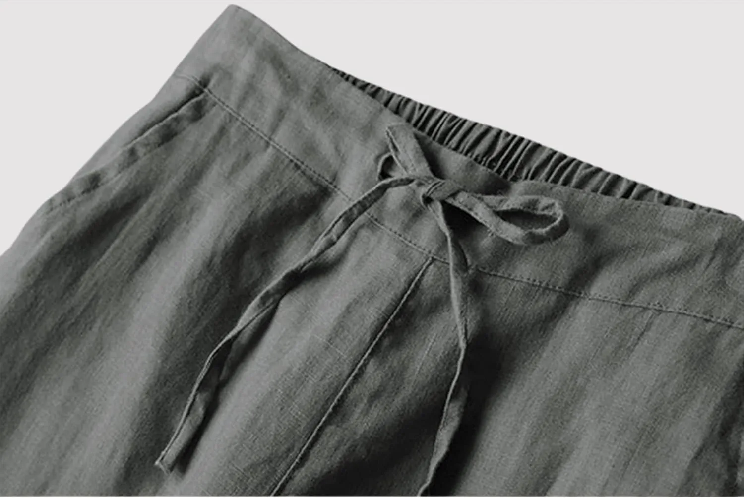 Tanming Linen Pants for Women Summer Casual High Waisted Drawstring White Beach Pant