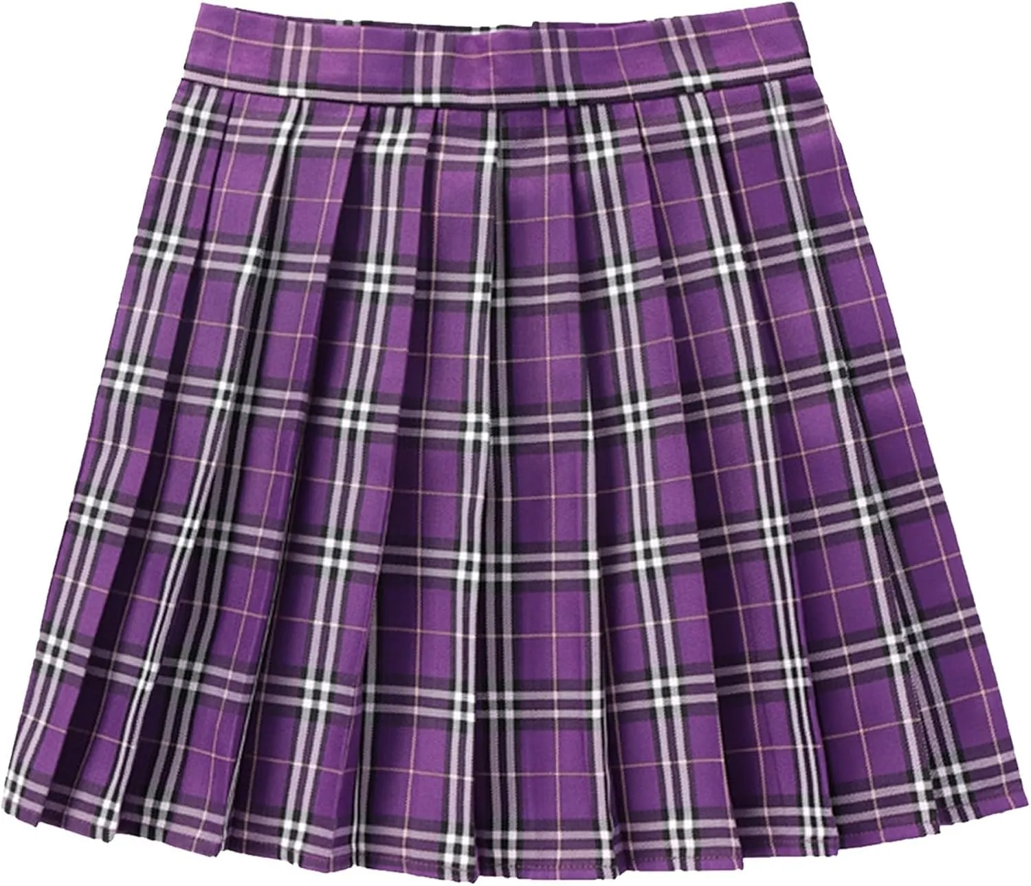 Teen Girls Pleated Mini Skirt Preppy Plaid Skirts Elastic High Waisted Uniform Skirt Plus Size Tartan Skirts for School Girl