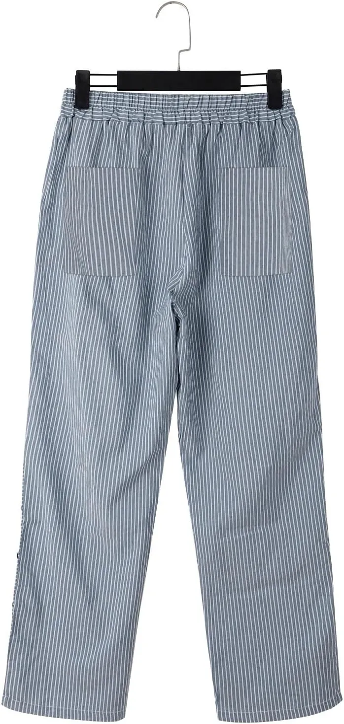 Trousers Pants for Women Vacation s Waist Side Back Four Pockets Buttoned 9/10 Pants Linen Blend Pants