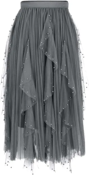 Tulle Skirts for Women Fashion A-Line Fairy Elastic Waist Midi Skirts Mesh Solid Color Flowy Half Dress Plus Size
