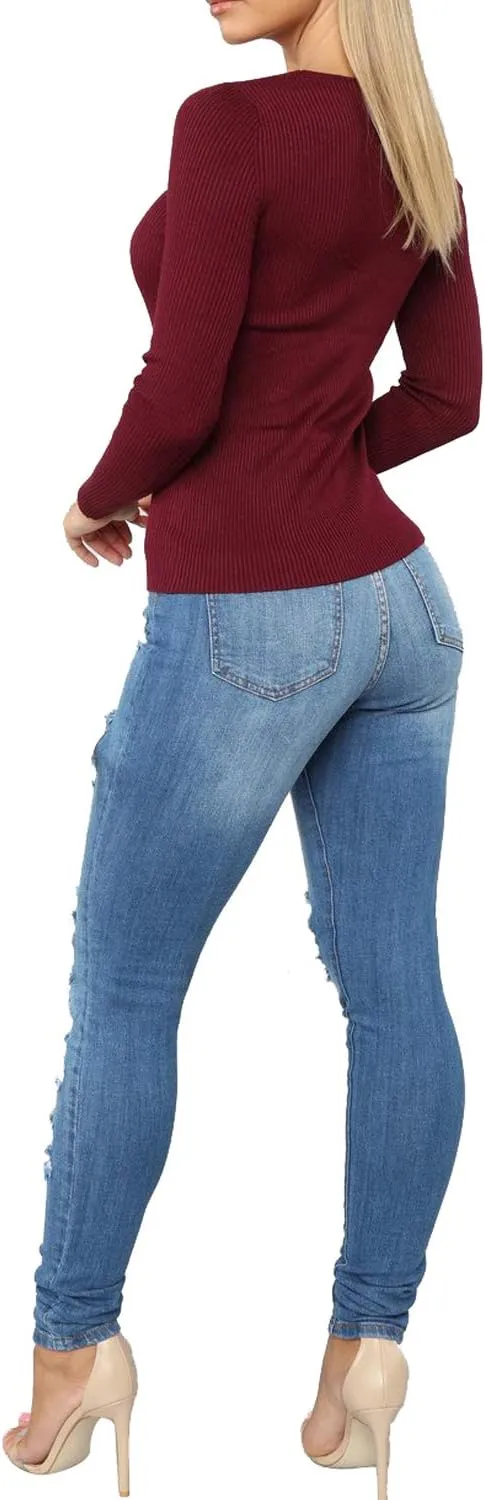 Tulucky Women's Boyfriend Jeans Distressed Slim Fit Ripped Denim Pants Comfy Stretch Skinny Jeans