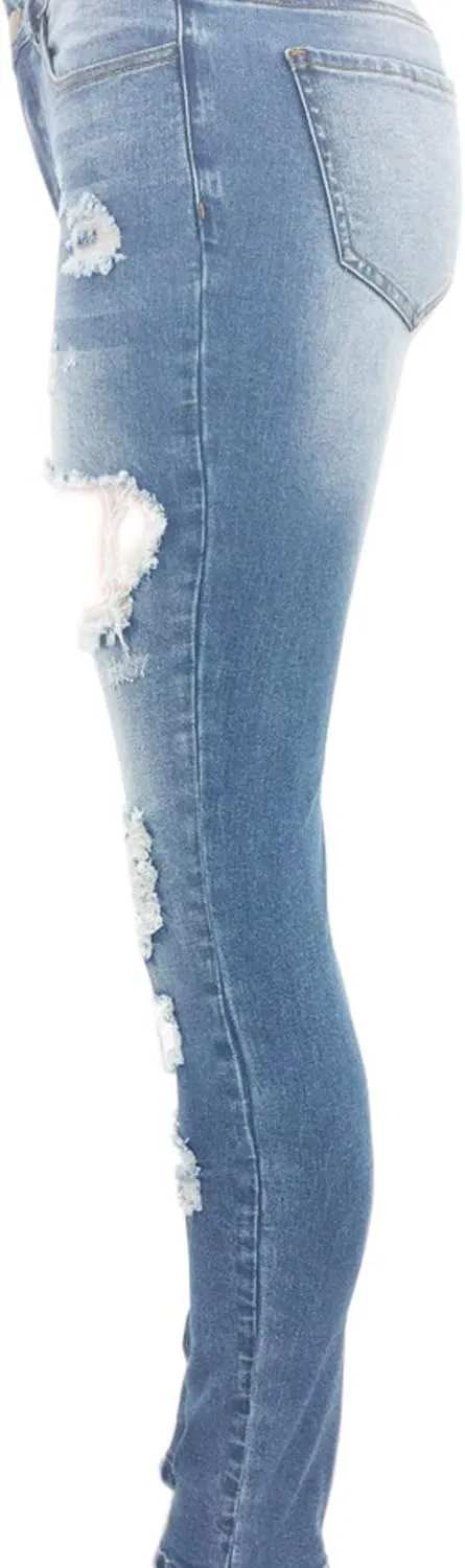 Tulucky Women's Boyfriend Jeans Distressed Slim Fit Ripped Denim Pants Comfy Stretch Skinny Jeans
