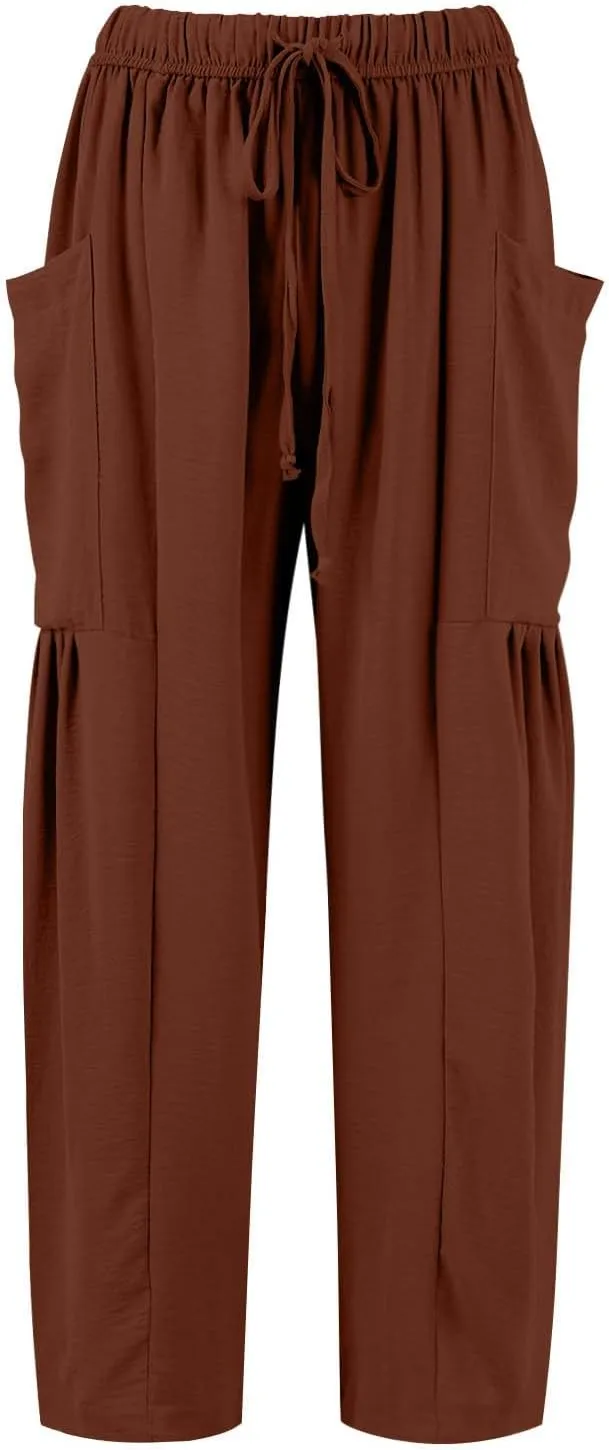 TWGONE Women's Palazzo Pants Wide Leg Loose High Waist Flowy Lounge Pants Beach Drawstring Slacks with Pockets