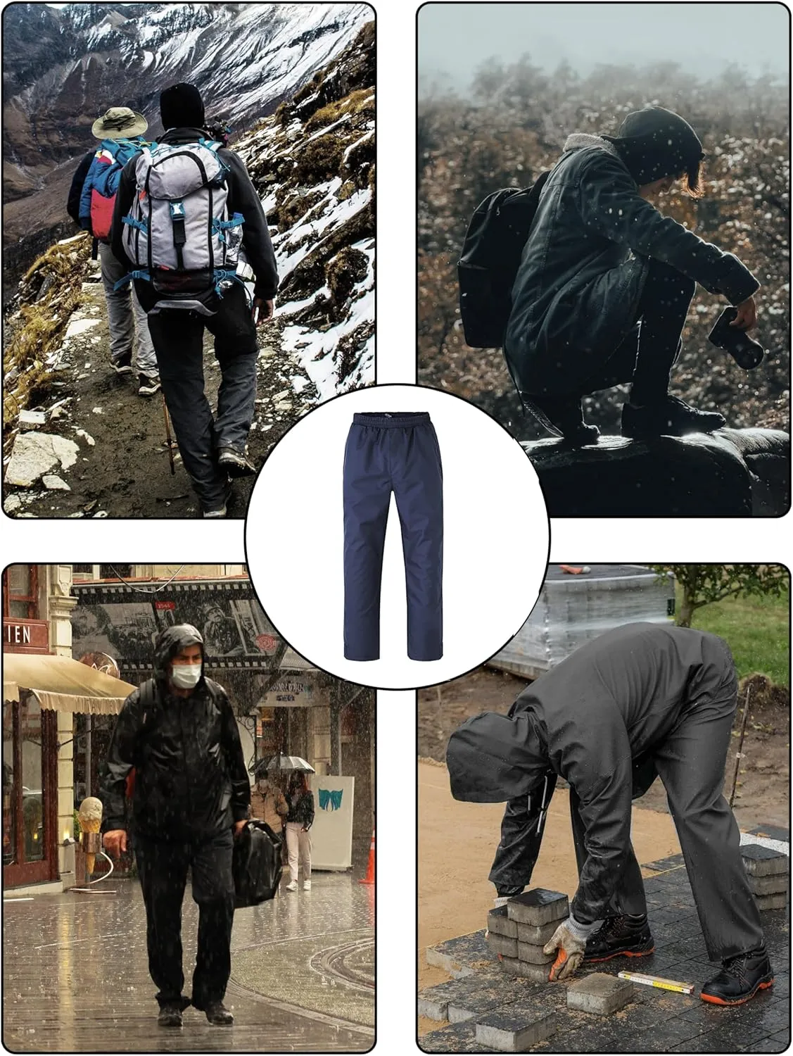 Ubon Rain Pants for Women Waterproof - Packable Hiking Pants Outdoor Rain Over Pants, Golf Rain Pants