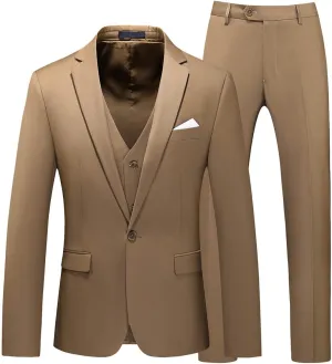 UNINUKOO Mens Suits 3 Piece Classic Fit Wedding Guest Outfit Suit Jacket Pants with Vest